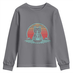 Retro Kawaii Cat Ramen Youth Sweatshirt Anime Otaku Japanese Noodles Lover Aesthetic TS02 Charcoal Print Your Wear