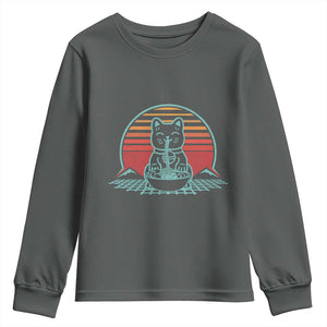 Retro Kawaii Cat Ramen Youth Sweatshirt Anime Otaku Japanese Noodles Lover Aesthetic TS02 Dark Heather Print Your Wear