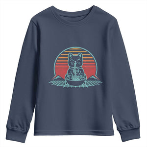 Retro Kawaii Cat Ramen Youth Sweatshirt Anime Otaku Japanese Noodles Lover Aesthetic TS02 Navy Print Your Wear