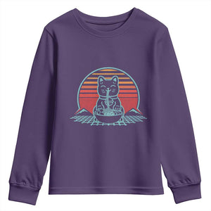 Retro Kawaii Cat Ramen Youth Sweatshirt Anime Otaku Japanese Noodles Lover Aesthetic TS02 Purple Print Your Wear