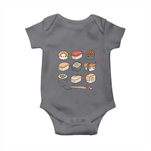 Kawaii Sushi Set Baby Onesie Japanese Food Lover Anime Otaku Manga TS02 Charcoal Print Your Wear