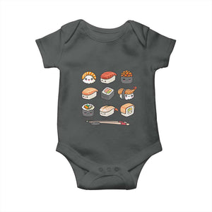 Kawaii Sushi Set Baby Onesie Japanese Food Lover Anime Otaku Manga TS02 Dark Heather Print Your Wear