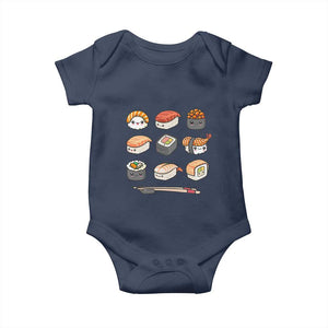 Kawaii Sushi Set Baby Onesie Japanese Food Lover Anime Otaku Manga TS02 Navy Print Your Wear