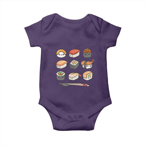 Kawaii Sushi Set Baby Onesie Japanese Food Lover Anime Otaku Manga TS02 Purple Print Your Wear