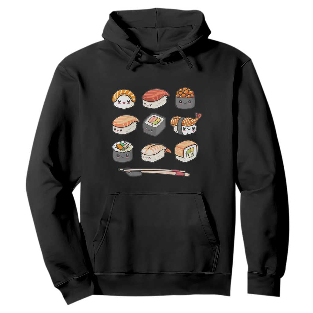 Kawaii Sushi Set Hoodie Japanese Food Lover Anime Otaku Manga TS02 Black Print Your Wear