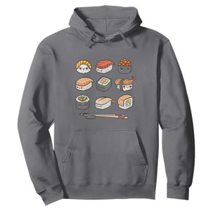 Kawaii Sushi Set Hoodie Japanese Food Lover Anime Otaku Manga TS02 Charcoal Print Your Wear