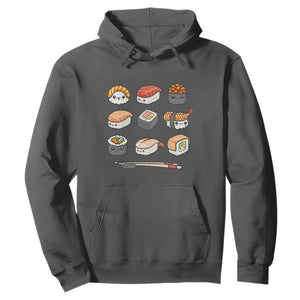 Kawaii Sushi Set Hoodie Japanese Food Lover Anime Otaku Manga TS02 Dark Heather Print Your Wear