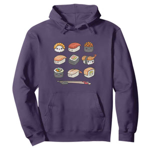 Kawaii Sushi Set Hoodie Japanese Food Lover Anime Otaku Manga TS02 Purple Print Your Wear