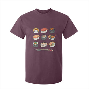 Kawaii Sushi Set T Shirt For Kid Japanese Food Lover Anime Otaku Manga TS02 Maroon Print Your Wear