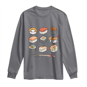 Kawaii Sushi Set Long Sleeve Shirt Japanese Food Lover Anime Otaku Manga TS02 Charcoal Print Your Wear