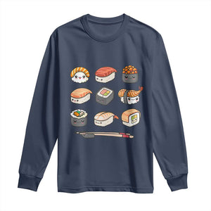 Kawaii Sushi Set Long Sleeve Shirt Japanese Food Lover Anime Otaku Manga TS02 Navy Print Your Wear