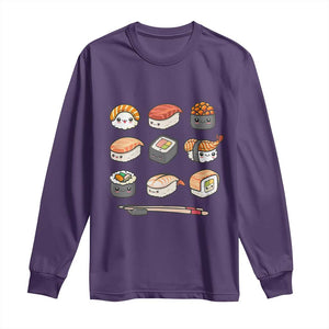 Kawaii Sushi Set Long Sleeve Shirt Japanese Food Lover Anime Otaku Manga TS02 Purple Print Your Wear