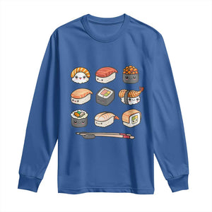 Kawaii Sushi Set Long Sleeve Shirt Japanese Food Lover Anime Otaku Manga TS02 Royal Blue Print Your Wear