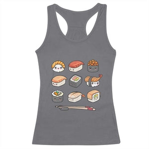 Kawaii Sushi Set Racerback Tank Top Japanese Food Lover Anime Otaku Manga TS02 Charcoal Print Your Wear