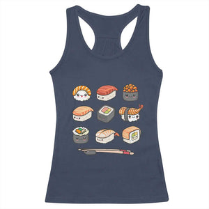 Kawaii Sushi Set Racerback Tank Top Japanese Food Lover Anime Otaku Manga TS02 Navy Print Your Wear