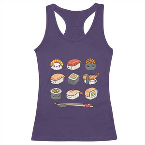 Kawaii Sushi Set Racerback Tank Top Japanese Food Lover Anime Otaku Manga TS02 Purple Print Your Wear