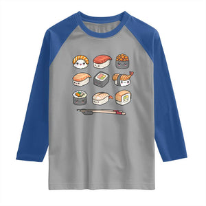 Kawaii Sushi Set Raglan Shirt Japanese Food Lover Anime Otaku Manga TS02 Sport Gray Royal Print Your Wear