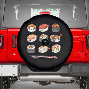 Kawaii Sushi Set Spare Tire Cover Japanese Food Lover Anime Otaku Manga TS02 Black Print Your Wear