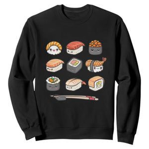 Kawaii Sushi Set Sweatshirt Japanese Food Lover Anime Otaku Manga TS02 Black Print Your Wear