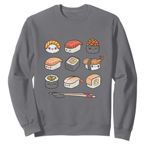 Kawaii Sushi Set Sweatshirt Japanese Food Lover Anime Otaku Manga TS02 Charcoal Print Your Wear