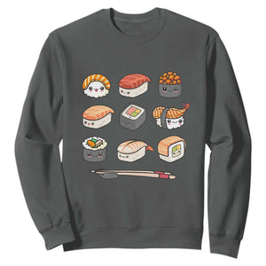 Kawaii Sushi Set Sweatshirt Japanese Food Lover Anime Otaku Manga TS02 Dark Heather Print Your Wear