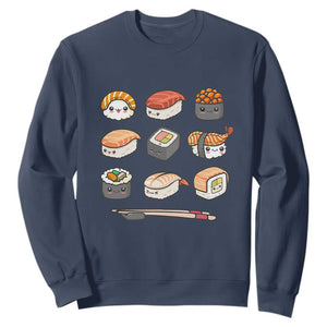 Kawaii Sushi Set Sweatshirt Japanese Food Lover Anime Otaku Manga TS02 Navy Print Your Wear