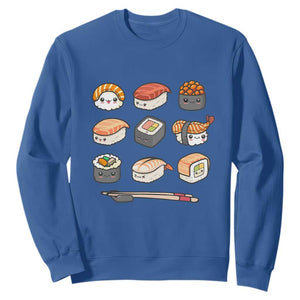 Kawaii Sushi Set Sweatshirt Japanese Food Lover Anime Otaku Manga TS02 Royal Blue Print Your Wear