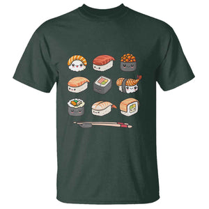 Kawaii Sushi Set T Shirt Japanese Food Lover Anime Otaku Manga TS02 Dark Forest Green Print Your Wear