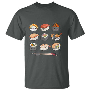 Kawaii Sushi Set T Shirt Japanese Food Lover Anime Otaku Manga TS02 Dark Heather Print Your Wear