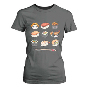 Kawaii Sushi Set T Shirt For Women Japanese Food Lover Anime Otaku Manga TS02 Dark Heather Print Your Wear