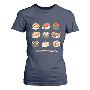 Kawaii Sushi Set T Shirt For Women Japanese Food Lover Anime Otaku Manga TS02 Navy Print Your Wear