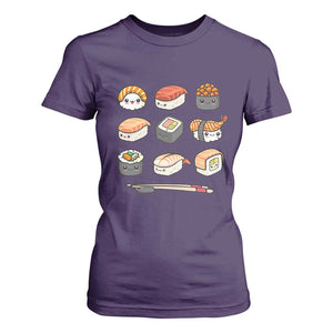 Kawaii Sushi Set T Shirt For Women Japanese Food Lover Anime Otaku Manga TS02 Purple Print Your Wear