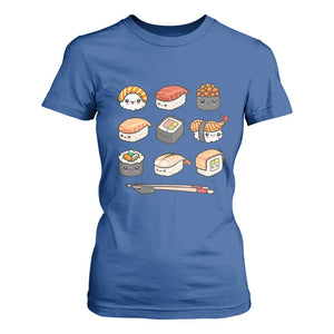 Kawaii Sushi Set T Shirt For Women Japanese Food Lover Anime Otaku Manga TS02 Royal Blue Print Your Wear