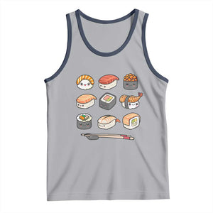 Kawaii Sushi Set Tank Top Japanese Food Lover Anime Otaku Manga TS02 Athletic Heather Navy Print Your Wear