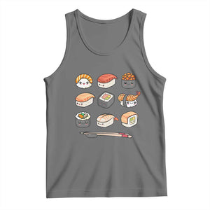 Kawaii Sushi Set Tank Top Japanese Food Lover Anime Otaku Manga TS02 Black Heather Print Your Wear