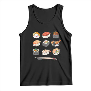 Kawaii Sushi Set Tank Top Japanese Food Lover Anime Otaku Manga TS02 Black Print Your Wear