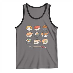 Kawaii Sushi Set Tank Top Japanese Food Lover Anime Otaku Manga TS02 Deep Heather Black Print Your Wear