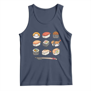 Kawaii Sushi Set Tank Top Japanese Food Lover Anime Otaku Manga TS02 Navy Print Your Wear