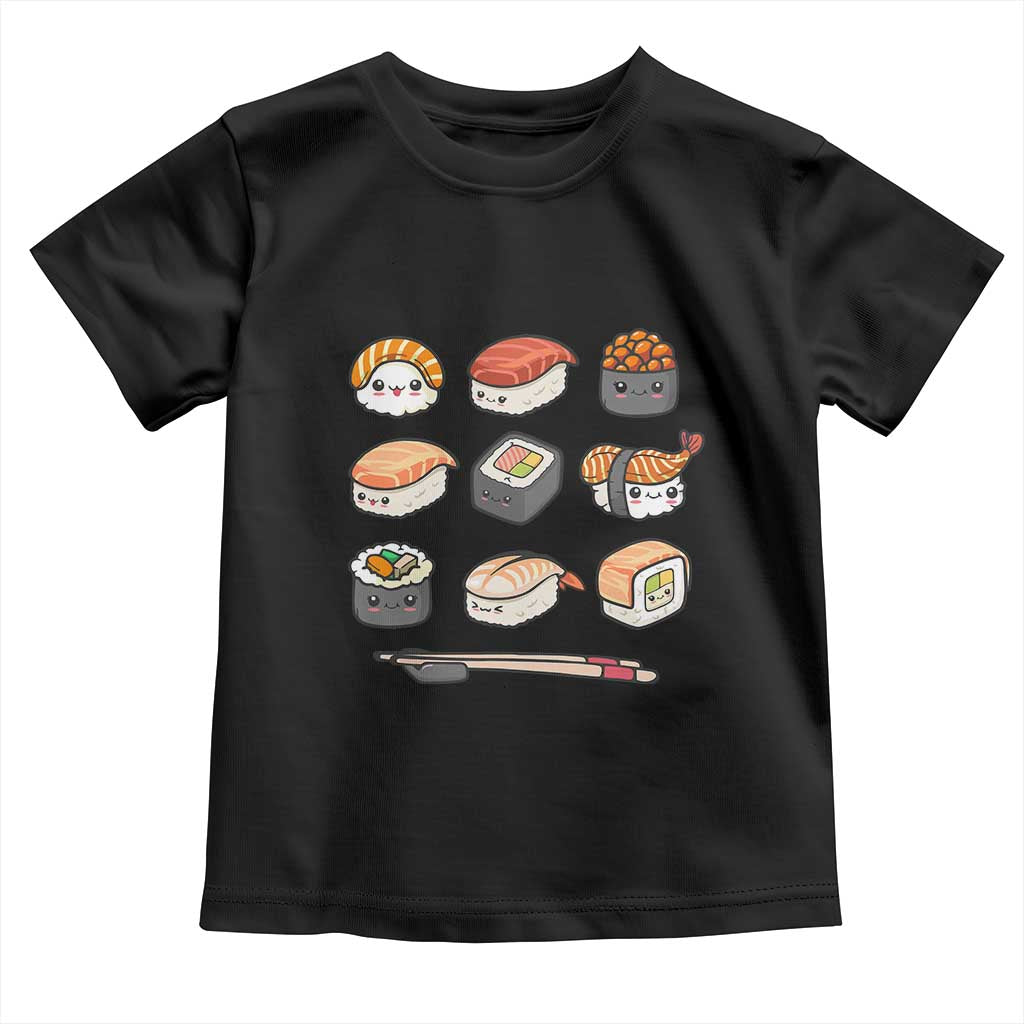 Kawaii Sushi Set Toddler T Shirt Japanese Food Lover Anime Otaku Manga TS02 Black Print Your Wear