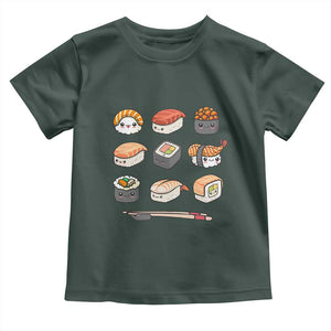 Kawaii Sushi Set Toddler T Shirt Japanese Food Lover Anime Otaku Manga TS02 Dark Forest Green Print Your Wear