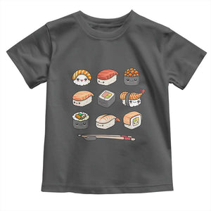 Kawaii Sushi Set Toddler T Shirt Japanese Food Lover Anime Otaku Manga TS02 Dark Heather Print Your Wear