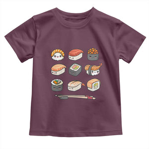 Kawaii Sushi Set Toddler T Shirt Japanese Food Lover Anime Otaku Manga TS02 Maroon Print Your Wear