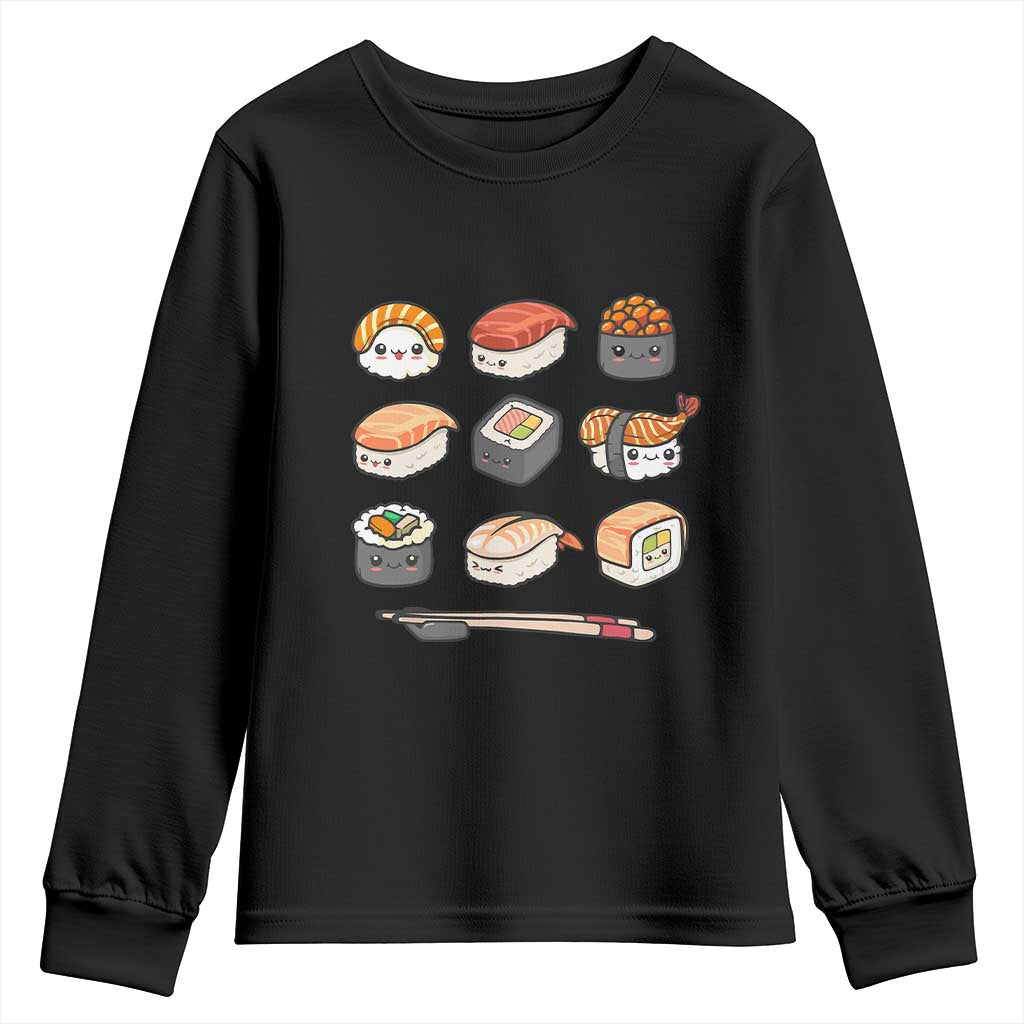 Kawaii Sushi Set Youth Sweatshirt Japanese Food Lover Anime Otaku Manga TS02 Black Print Your Wear