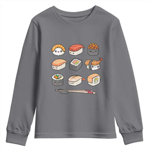 Kawaii Sushi Set Youth Sweatshirt Japanese Food Lover Anime Otaku Manga TS02 Charcoal Print Your Wear