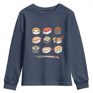 Kawaii Sushi Set Youth Sweatshirt Japanese Food Lover Anime Otaku Manga TS02 Navy Print Your Wear