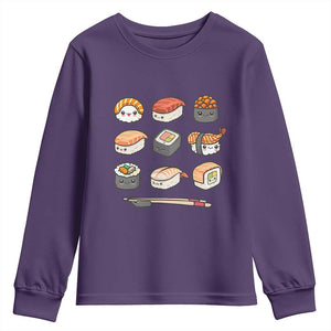 Kawaii Sushi Set Youth Sweatshirt Japanese Food Lover Anime Otaku Manga TS02 Purple Print Your Wear