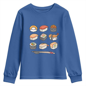 Kawaii Sushi Set Youth Sweatshirt Japanese Food Lover Anime Otaku Manga TS02 Royal Blue Print Your Wear