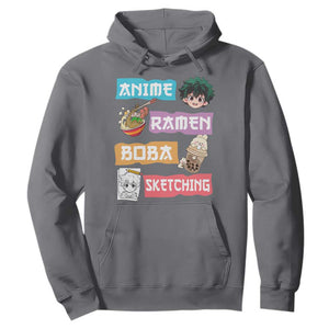 Anime Ramen Boba Sketching Hoodie Kawaii Otaku Anime Manga Japanese Pop Culture Cute Graphic TS02 Charcoal Print Your Wear