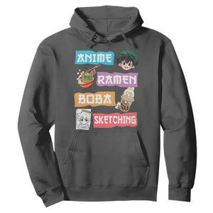 Anime Ramen Boba Sketching Hoodie Kawaii Otaku Anime Manga Japanese Pop Culture Cute Graphic TS02 Dark Heather Print Your Wear