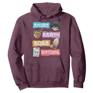 Anime Ramen Boba Sketching Hoodie Kawaii Otaku Anime Manga Japanese Pop Culture Cute Graphic TS02 Maroon Print Your Wear